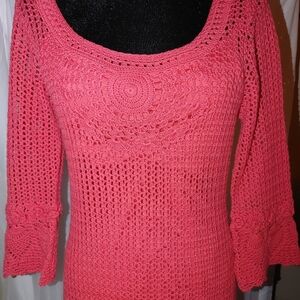 INC International Concepts Coral Crochet Midi  Dress